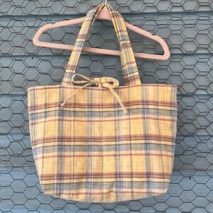 Yellow, Red, & Blue Plaid Mini Tote
